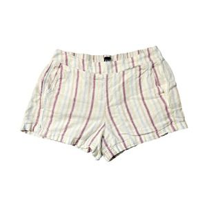 GAP Cream Striped Linen Shorts Womens Size L